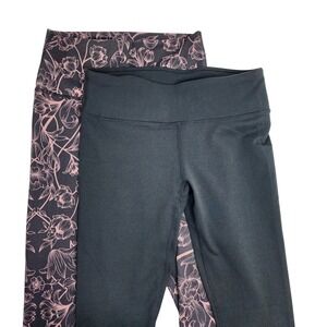 Fabletics Leggings Women's XXS Compression Active Pants Flowers Black - Lot of 2